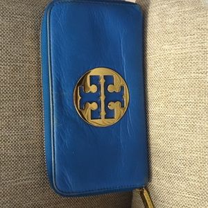 Tory Burch blue leather wallet